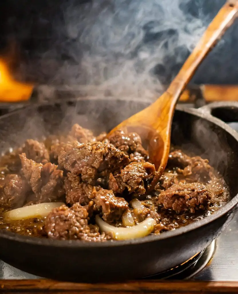 Step1-beef stroganoff with ground beef