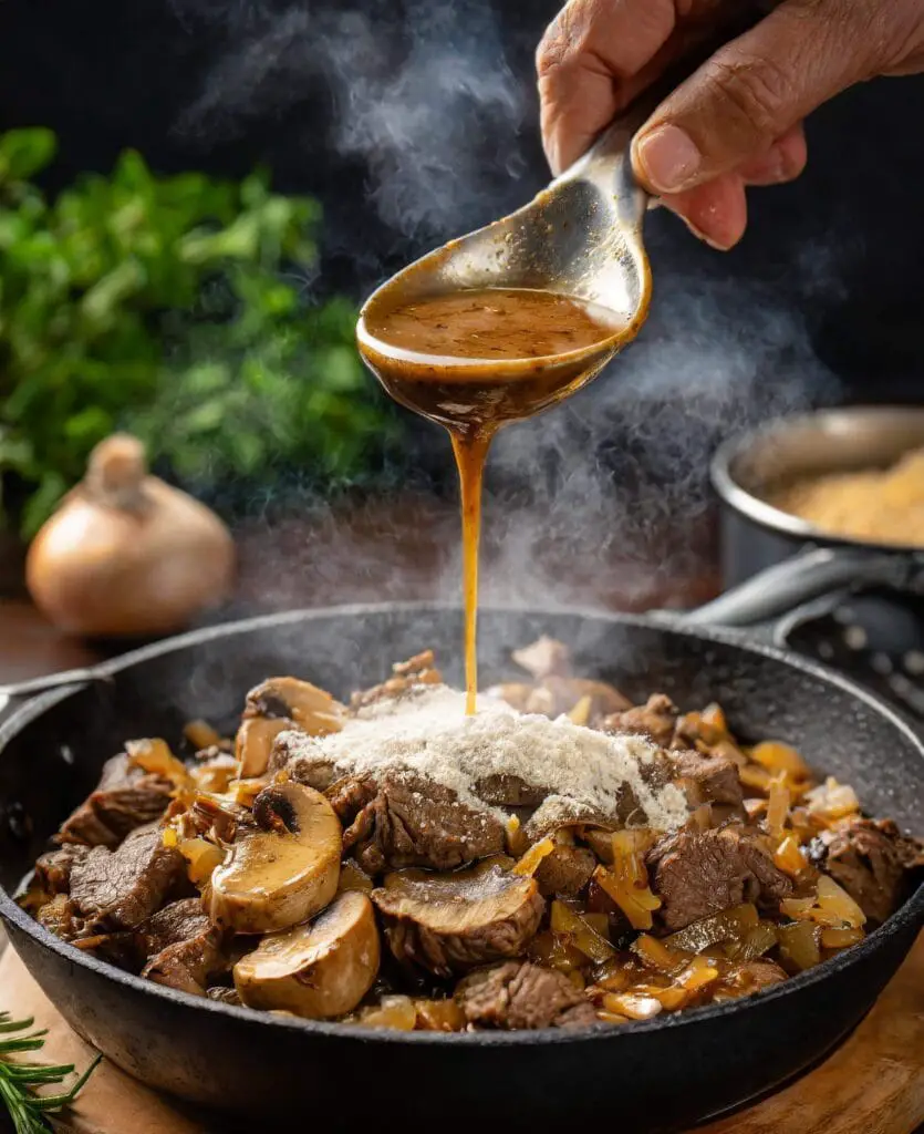 Step2-beef stroganoff with ground beef