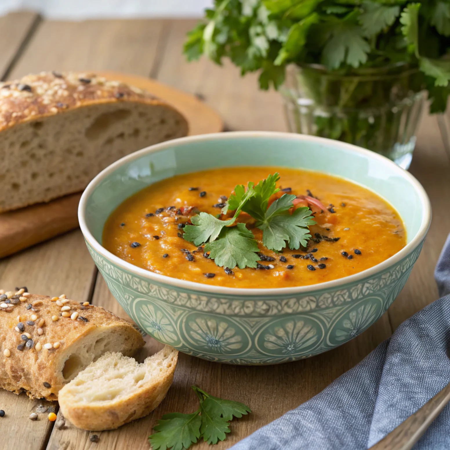 Ladle into bowls, garnish with fresh cilantro and serve with crusty bread or crackers.